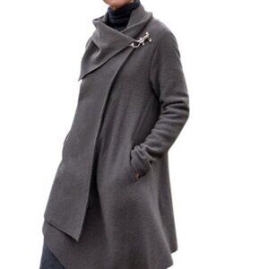 Garnet Hill Boiled Wool Asymmetrical Coat Graphite Women 4P A-Line
